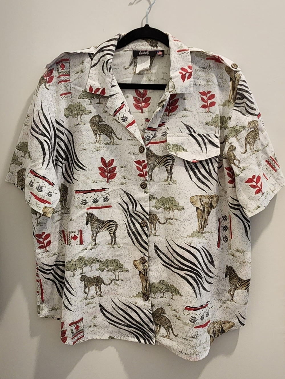Vintage Tap & Co. Safari Print Short Sleeve Button-Up Shirt - Picture 3 of 8